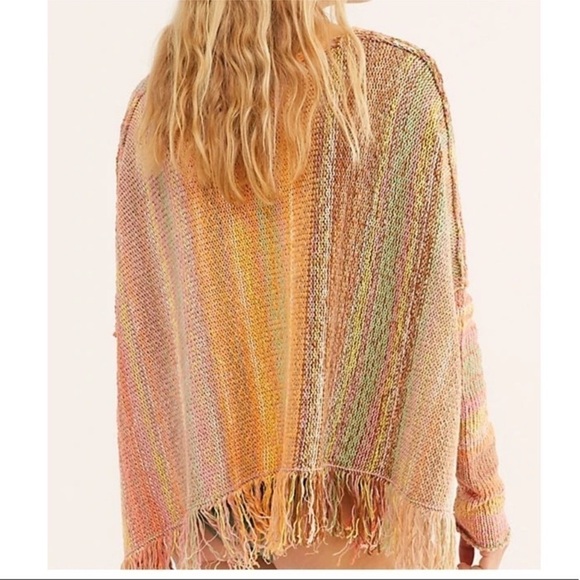 Free People Radiate Striped Pullover Fringed Confetti Combo Sweater Size XS Wmn - Picture 3 of 11